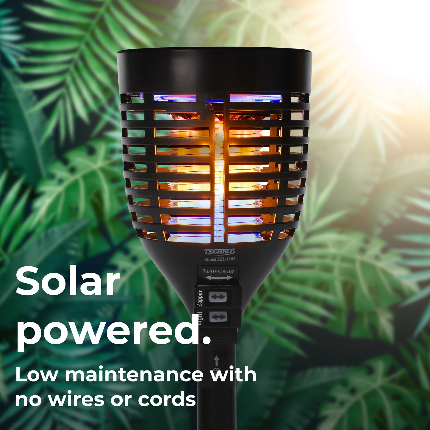 Solar Bug Zapper Torch with 360º Easy-Clean Brush