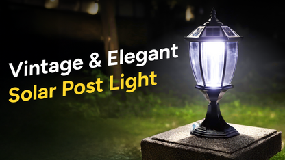 Solar Vintage Pillar & Fence Post Light with Remote