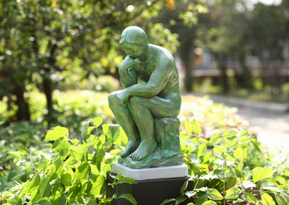 Thinker Statue with High-Power Solar Spotlight