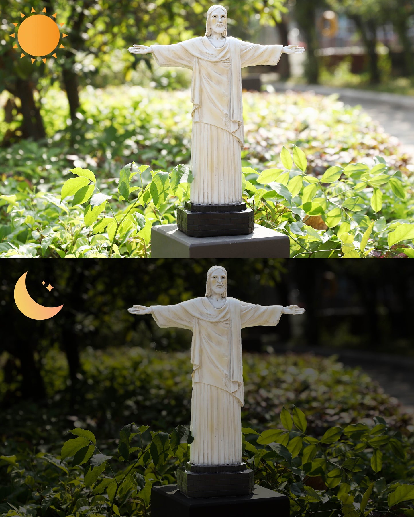 Jesus Statue with High-Power Solar Spotlight