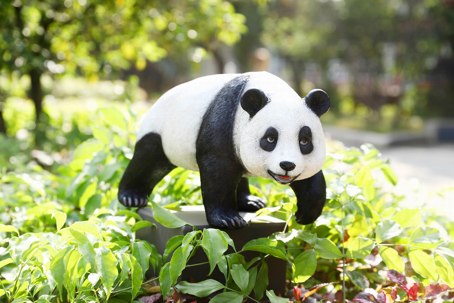 Panda Statue with High-Power Solar Spotlight