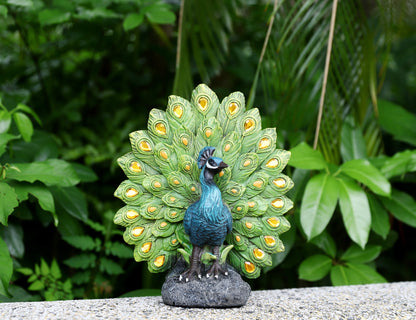 Proud Peacock Statue with High-Power Solar Spotlight
