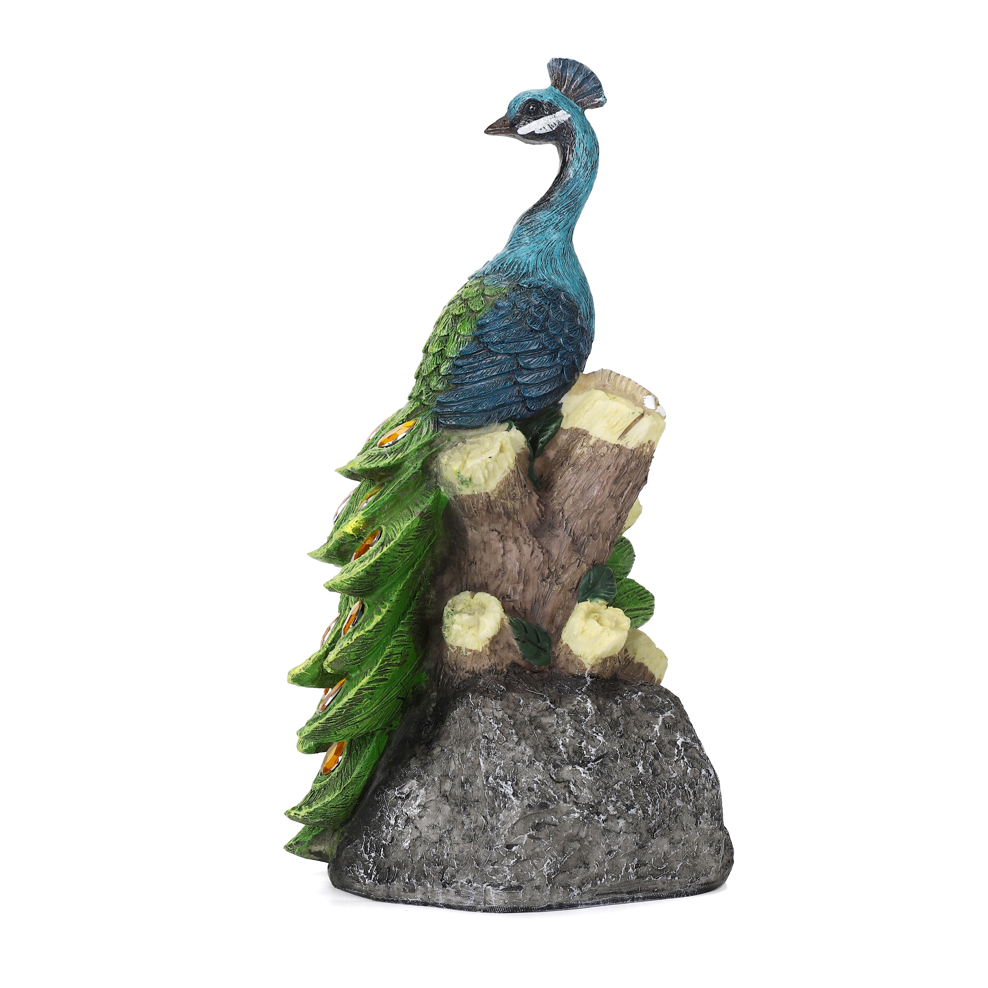 Calm Peacock Statue with High-Power Solar Spotlight