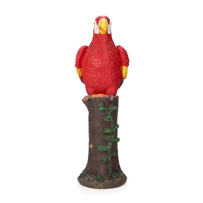 Red Parrot Statue with High-Power Solar Spotlight