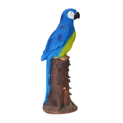 Blue Parrot Statue with High-Power Solar Spotlight