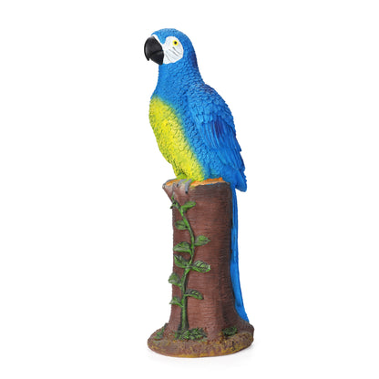 Blue Parrot Statue with High-Power Solar Spotlight