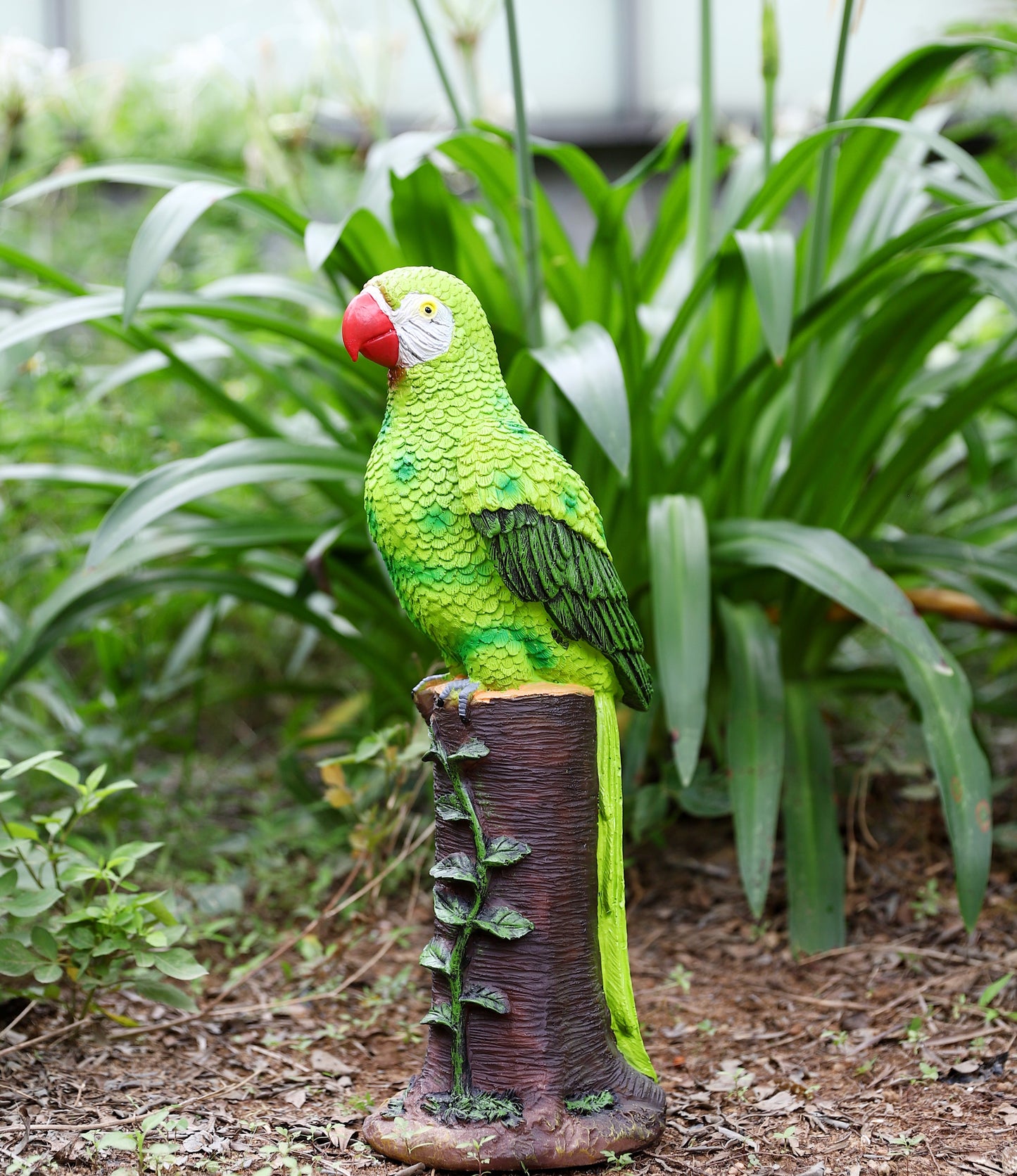 Green Parrot Statue with High-Power Solar Spotlight