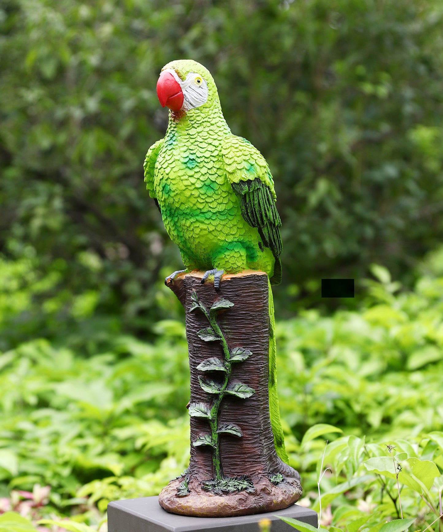 Green Parrot Statue with High-Power Solar Spotlight