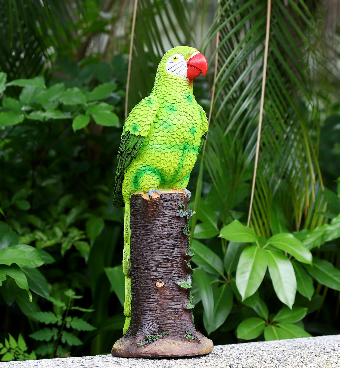 Green Parrot Statue with High-Power Solar Spotlight