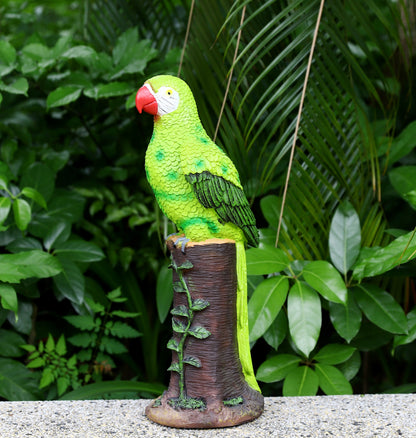 Green Parrot Statue with High-Power Solar Spotlight