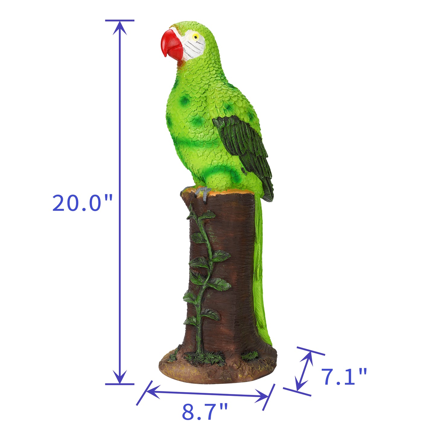 Green Parrot Statue with High-Power Solar Spotlight