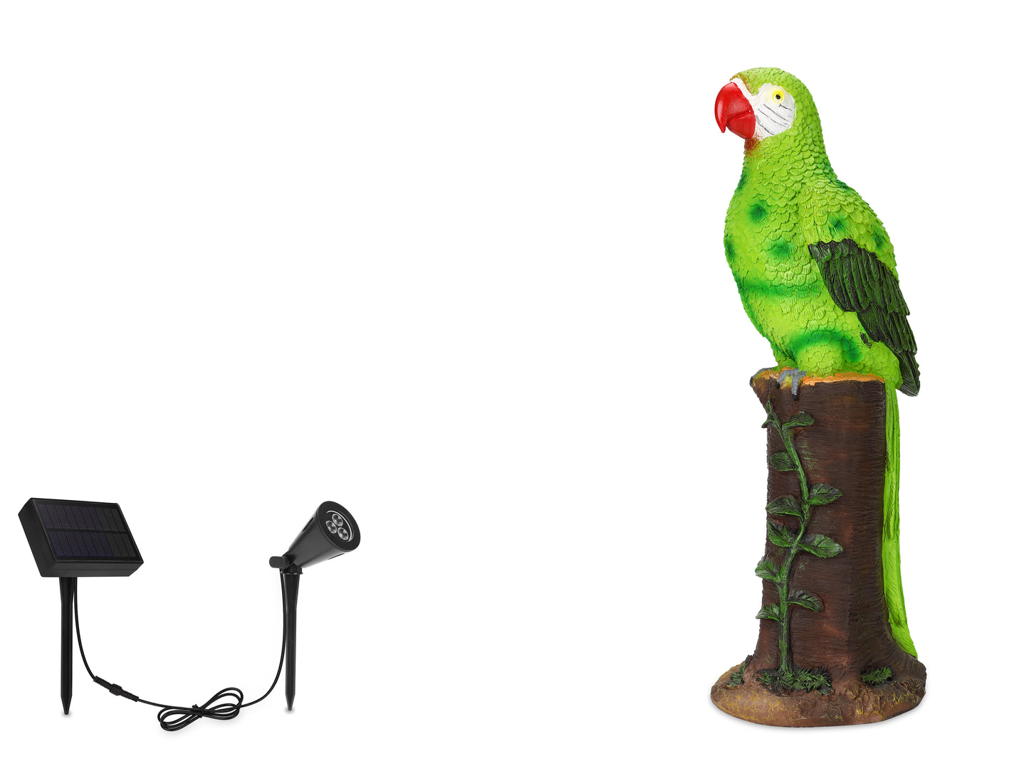 Green Parrot Statue with High-Power Solar Spotlight