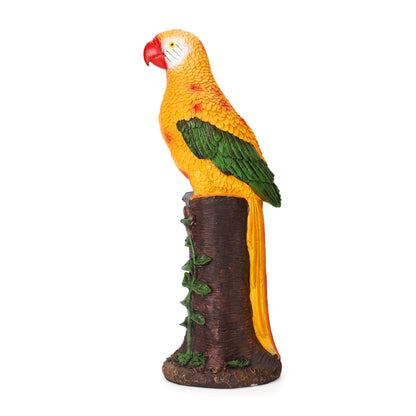 Yellow Parrot Statue with High-Power Solar Spotlight